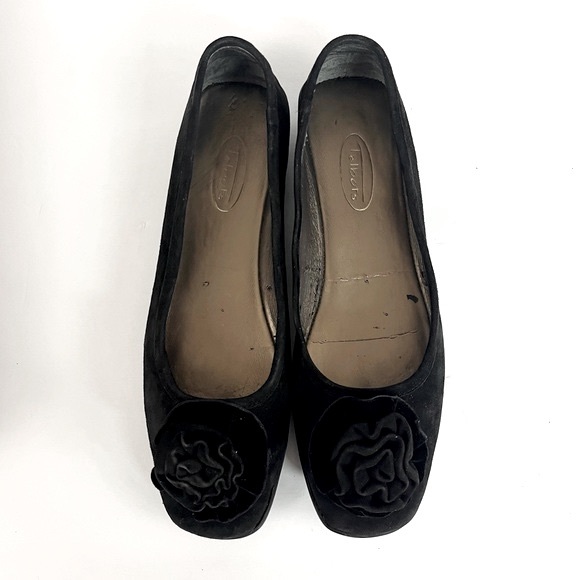Talbot's Vintage Black Suede Ballet Flats Front Accent Flower Women’s Size 8 - Picture 11 of 11